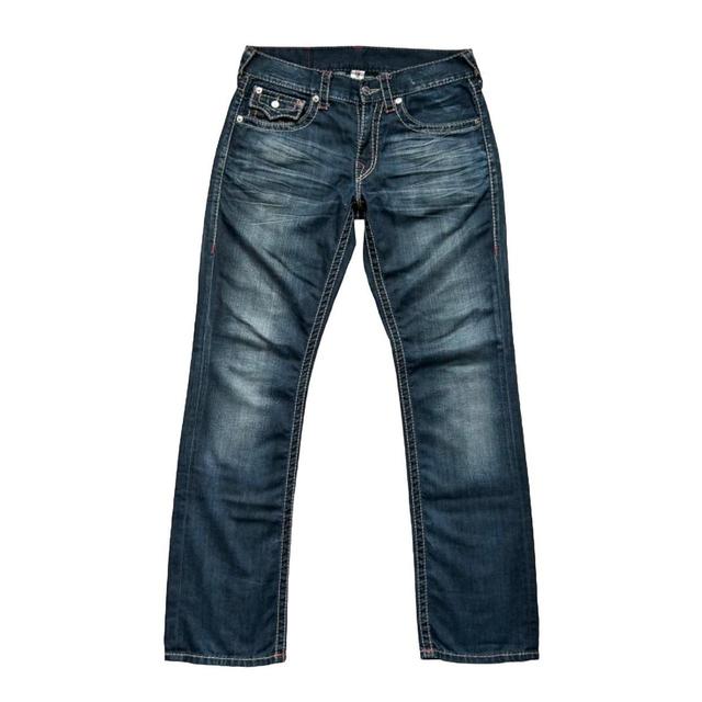 True Religion Men's Straight leg Distressed Jeans - Red - 31" on Productcaster.