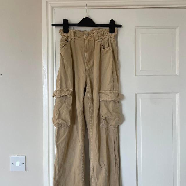 Bershka Women's Cargo Trousers - Tan/Cream - UK 6 on Productcaster.