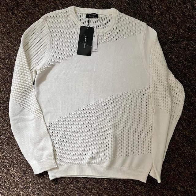 Zara Men's Jumper - Cream/White - M on Productcaster.