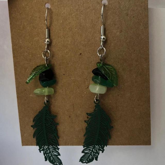 Handmade Women's Earrings - Green on Productcaster.