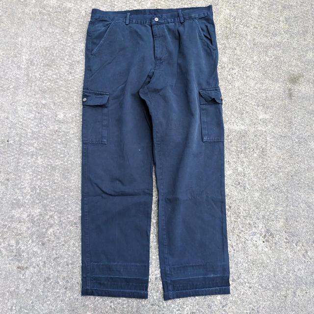 Vintage Men's Straight leg Cargo Jeans - Blue - 38" on Productcaster.