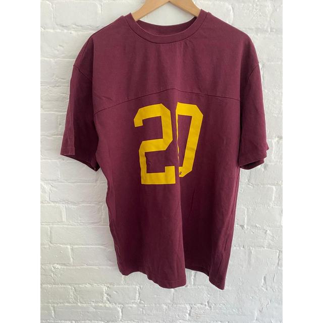 New Era Women's T-shirt - Burgundy/Yellow - L on Productcaster.