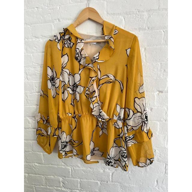 Calvin Klein Women's Blouse - Yellow/White - M on Productcaster.