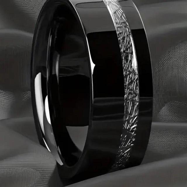 Men's Ring - Black/Silver on Productcaster.