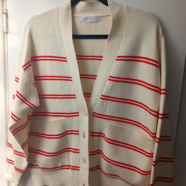 Primark Women's Cardigan - Cream/Red - 12 on Productcaster.