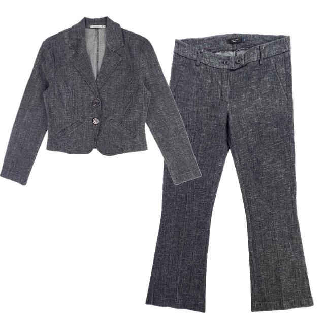 Vintage Women's Suit - Grey/Blue - 8 on Productcaster.