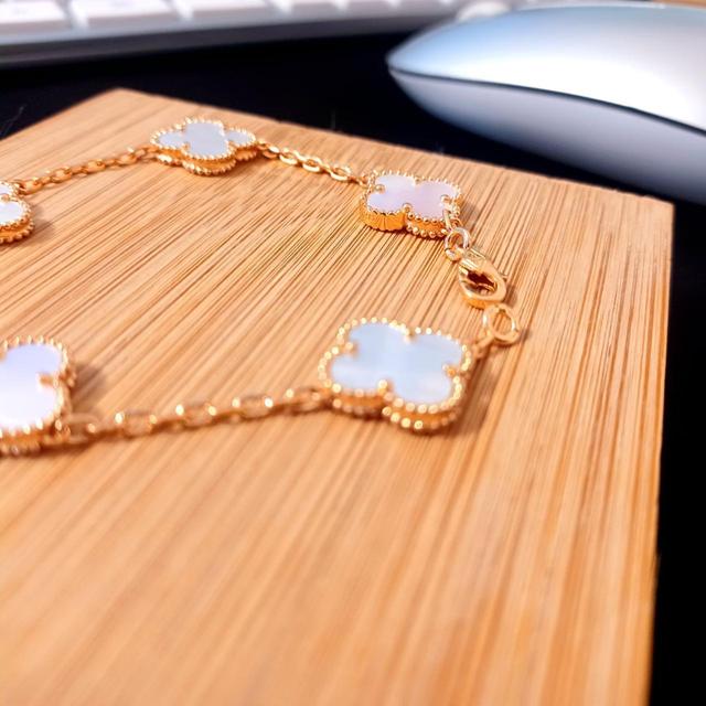 Handmade Women's Bracelet - Gold/White on Productcaster.