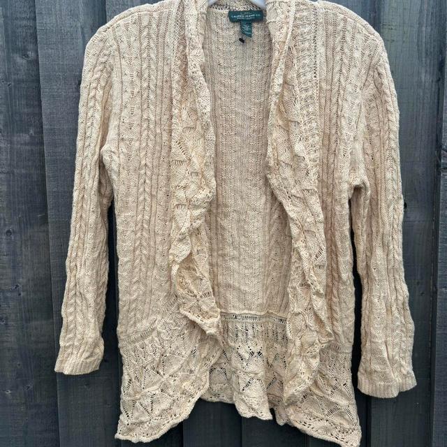 Ralph Lauren Women's Cardigan - Cream/Tan - M on Productcaster.