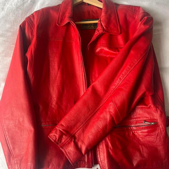 Women's Leather Jacket - Red - M on Productcaster.