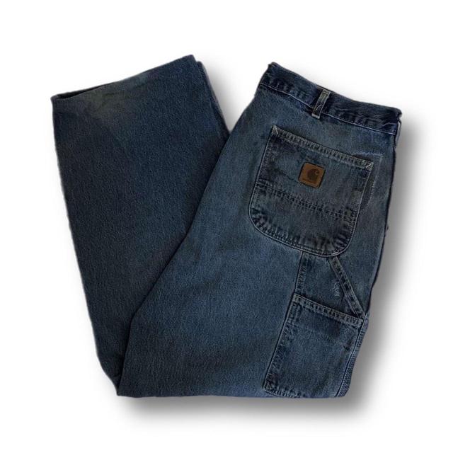 Carhartt Men's Wide leg Distressed Jeans - Blue/Navy - 36" on Productcaster.