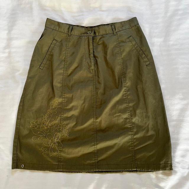 Vintage Women's Skirt - Khaki - UK 8 on Productcaster.