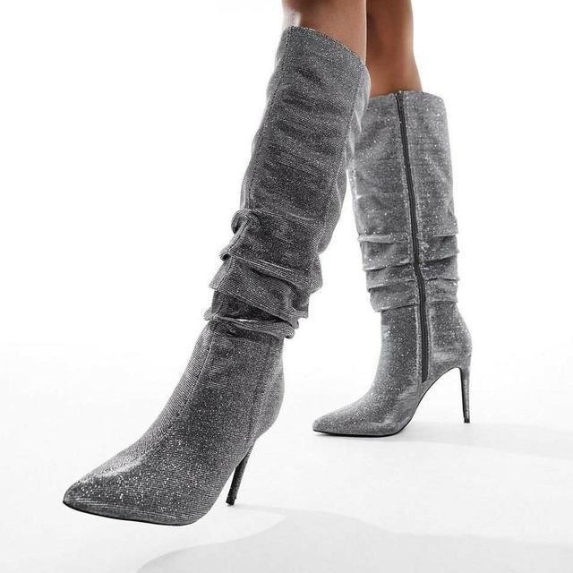 London Rebel Women's Knee high Boots - Grey/Silver - UK 5 on Productcaster.