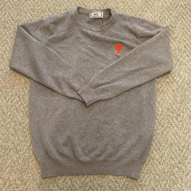 AMI Paris Men's Jumper - Grey/Red - S on Productcaster.