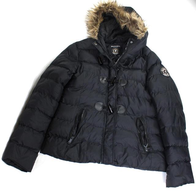 Brave Soul Women's Puffer Jacket - Navy/Black - UK 14 on Productcaster.