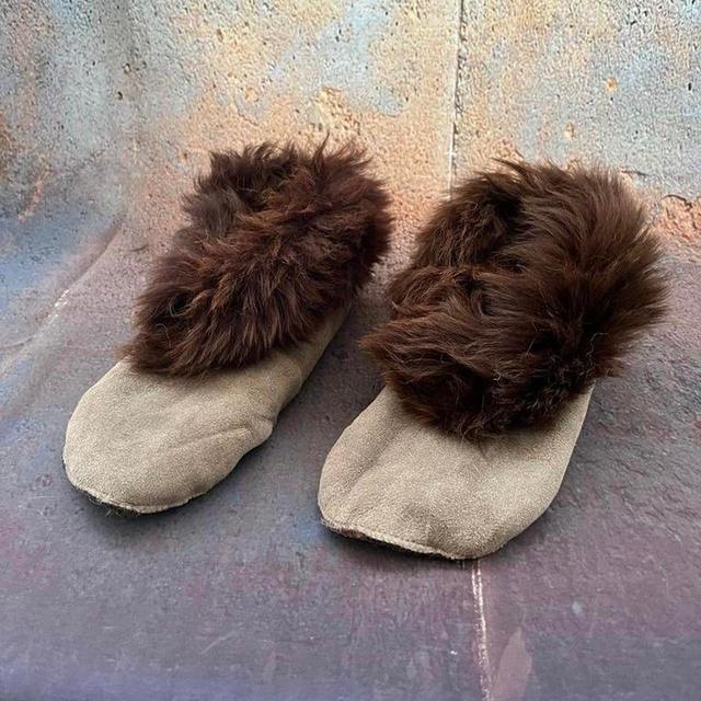 Handmade Women's Slippers - Brown/Grey - UK 4 on Productcaster.