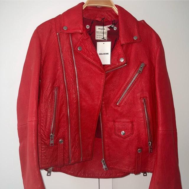 Zadig & Voltaire Women's Leather Jacket - Red - M on Productcaster.