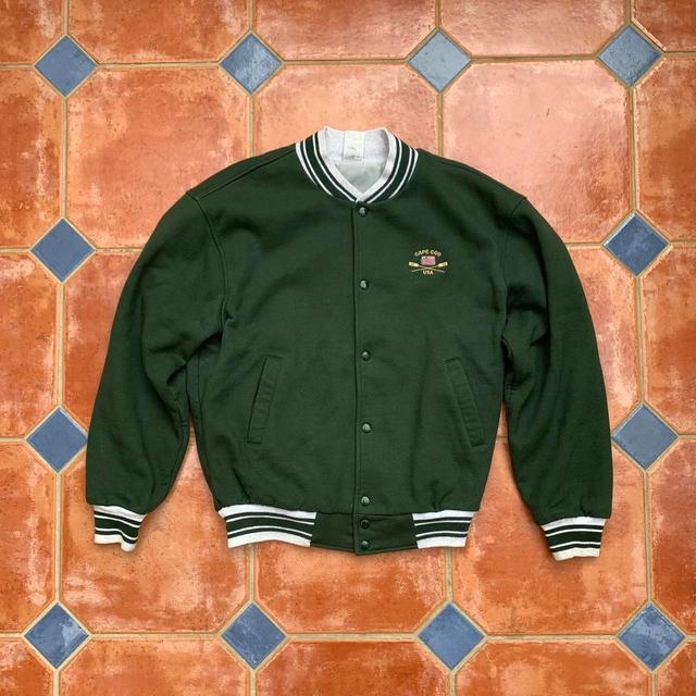 Men's Varsity Jacket - Green/White - L on Productcaster.