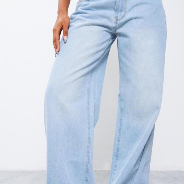 PrettyLittleThing Women's Faded Jeans - White/Blue - UK 16 on Productcaster.