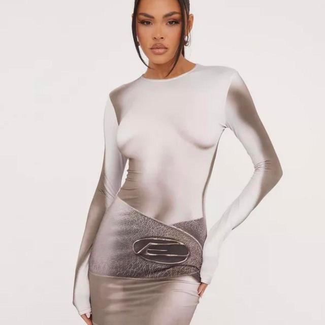 EGO Women's Bodycon Dress - Grey/White - 8 on Productcaster.