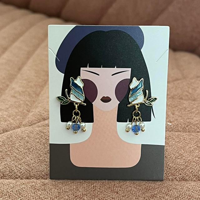 Women's Earrings - Blue on Productcaster.