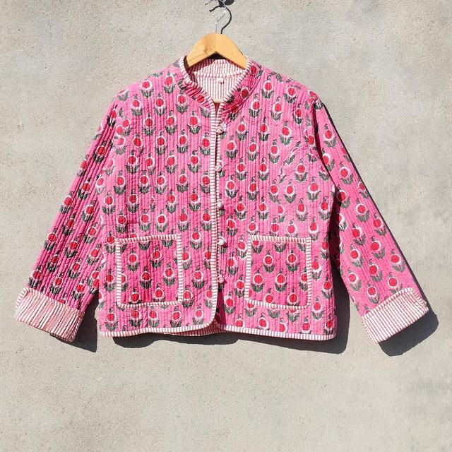 Vintage Women's Cotton Jacket - Pink - S on Productcaster.