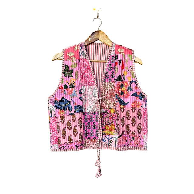 Vintage Women's Cotton Jacket - Pink/Multi - XXL on Productcaster.