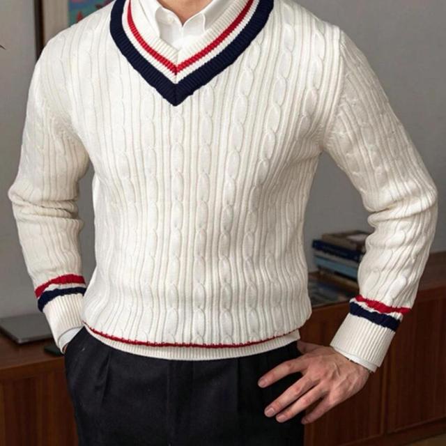 Men's Jumper - Cream/White - S on Productcaster.