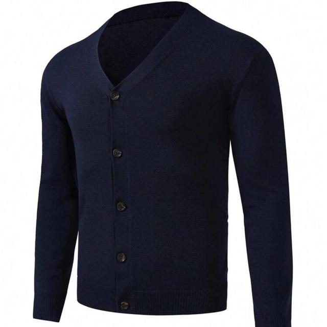 Men's Cardigan - Navy/Blue - L on Productcaster.