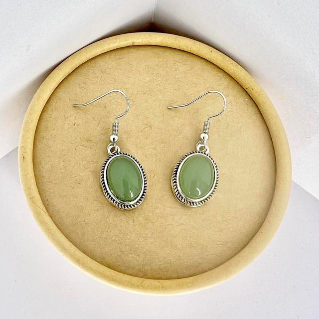 Women's Earrings - Silver/Green on Productcaster.