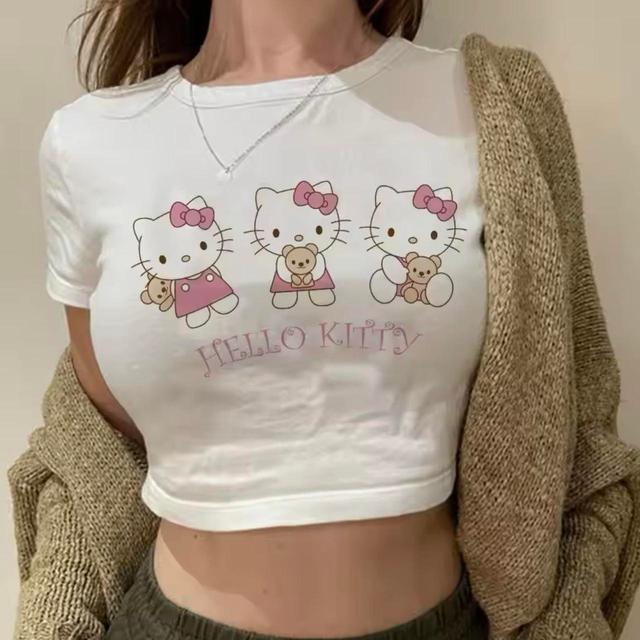 Hello Kitty Women's T-shirt - White/Pink - M on Productcaster.