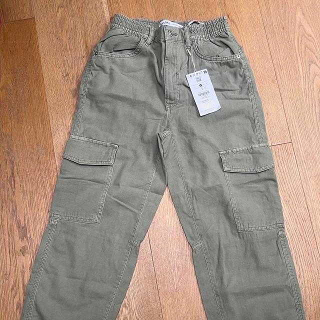 Bershka Women's Cargo Trousers - Green/Khaki - S on Productcaster.