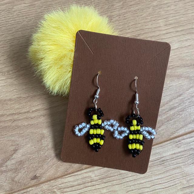 Handmade Women's Earrings - Yellow on Productcaster.