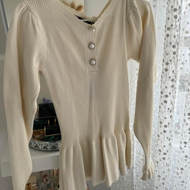 Women's Blouse - Cream/White - M on Productcaster.