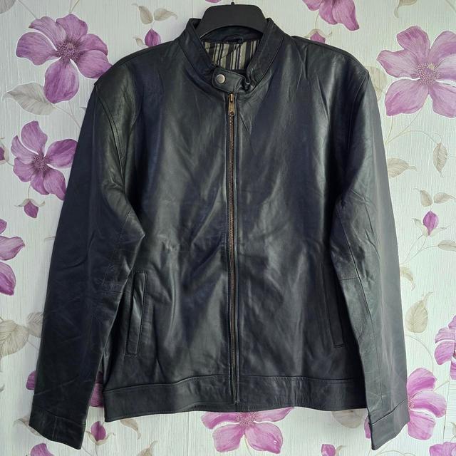 Men's Leather Jacket - Black on Productcaster.