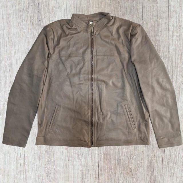 Men's Leather Jacket - Gold on Productcaster.