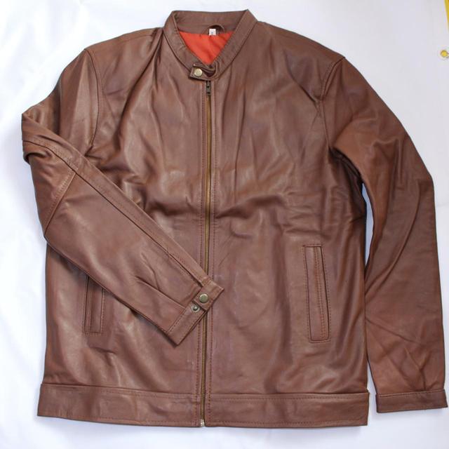 Men's Leather Jacket - Brown on Productcaster.