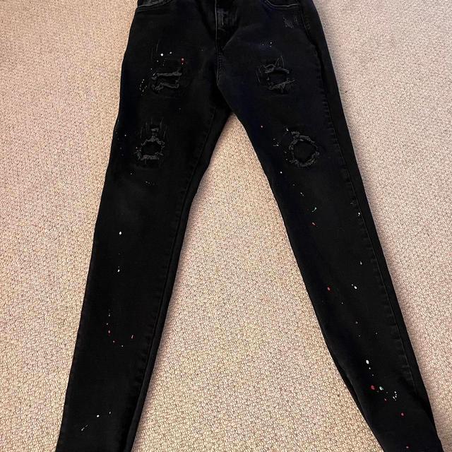 NVLTY Men's Painted Jeans - Black - XS on Productcaster.