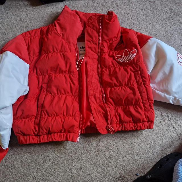 Adidas Women's Casual Jacket - White/Red - XS on Productcaster.