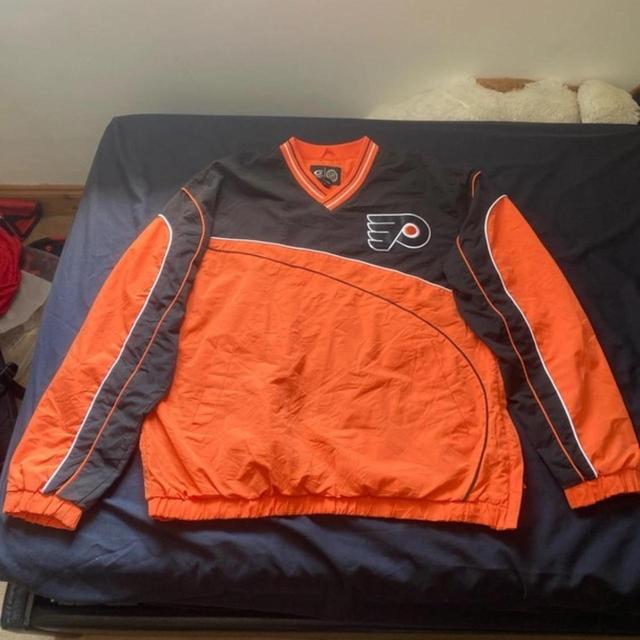 NHL Men's Windbreaker Jacket - Orange/Black - M on Productcaster.