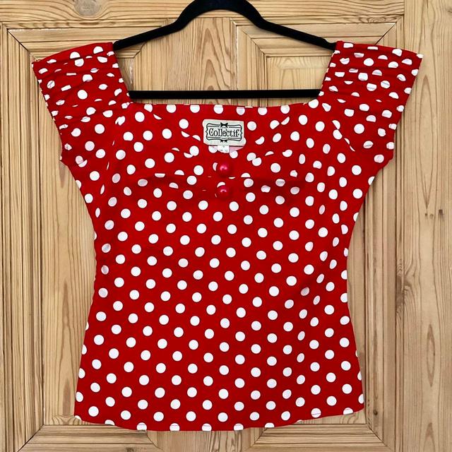 Collectif Women's Blouse - Red/White - 12 on Productcaster.