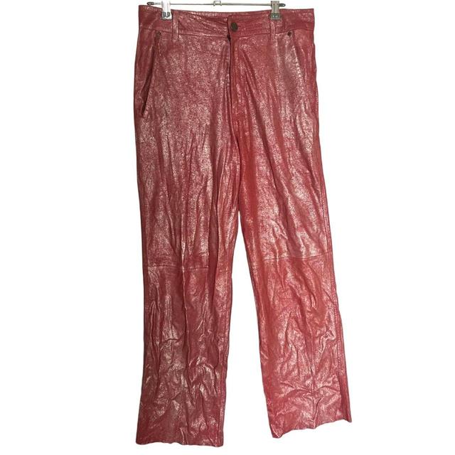 Oakwood Women's High waisted Embellished Trousers - Red/Silver - M on Productcaster.