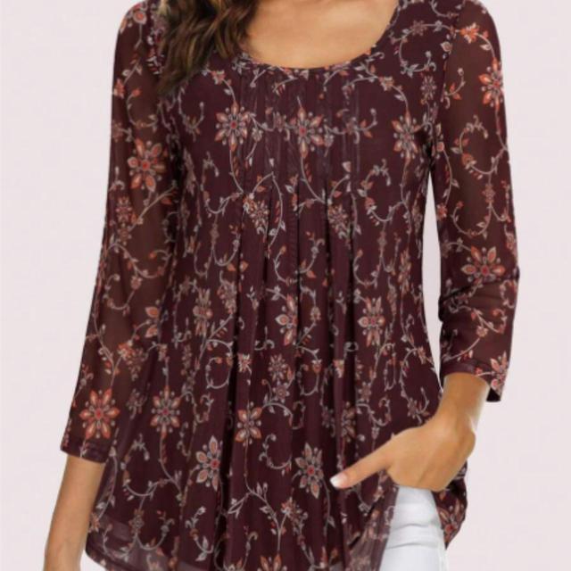 Designer Women's Blouse - Burgundy/Multi - 10 on Productcaster.