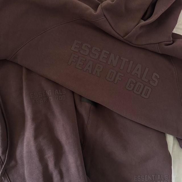 Essentials Men's Hoodie - Brown/Burgundy - S on Productcaster.