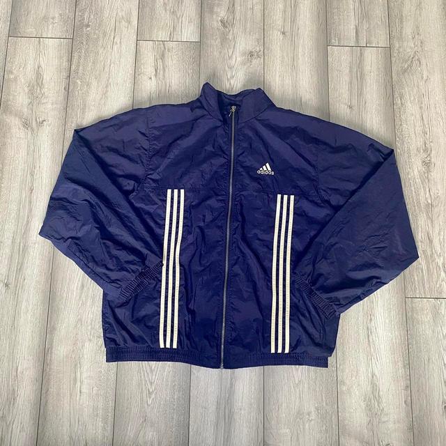 Adidas Men's Windbreaker Jacket - Blue/White - XL on Productcaster.