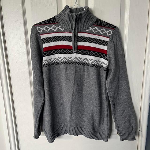 Chaps Men's Jumper - Grey/Red - S on Productcaster.