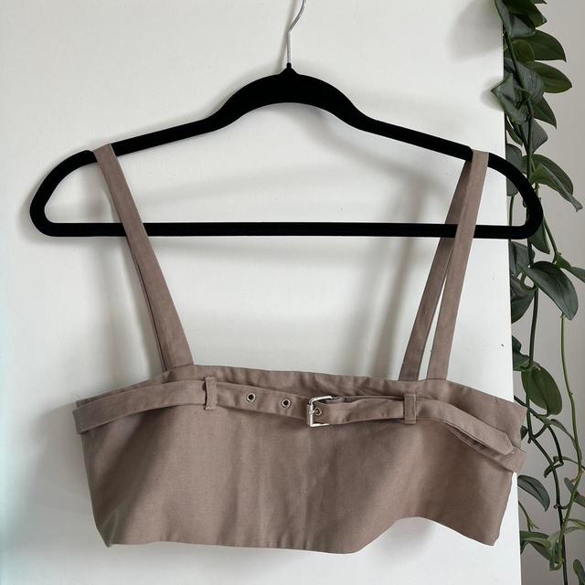 Preloved Women's Crop top - Khaki/Brown - 8 on Productcaster.