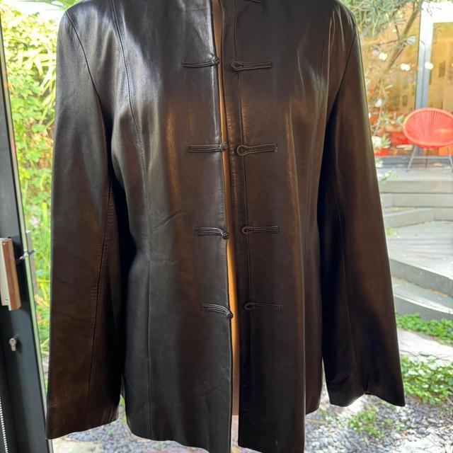 Men's Leather Jacket - Black/Brown - XL on Productcaster.