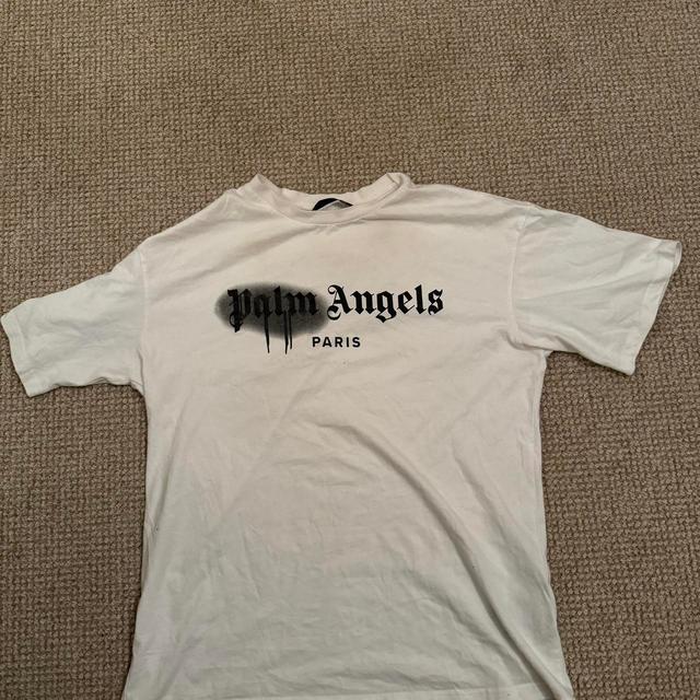 Palm Angels Men's T-shirt - White/Black - L on Productcaster.