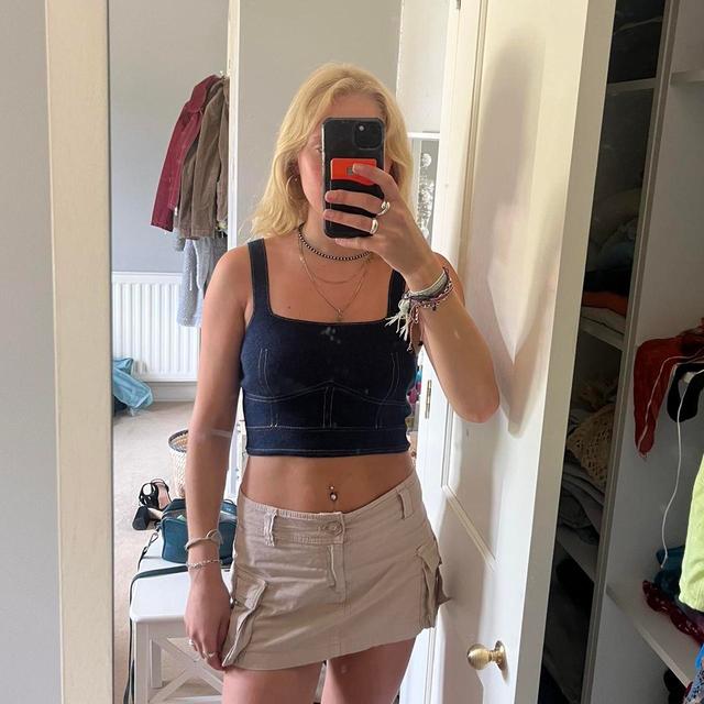 Zara Women's Crop top - Blue/Navy - S on Productcaster.