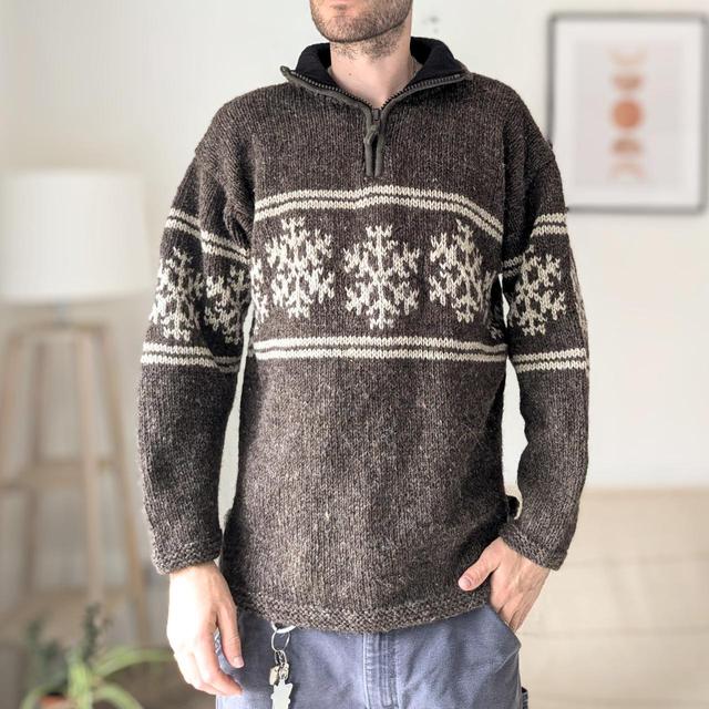 Pachamama Men's Jumper - Brown/Cream - M on Productcaster.